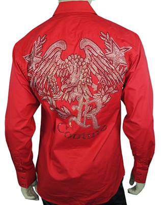 Red designer crystal shirt
